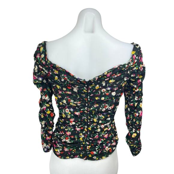 Zara Women's Multicolor Floral Off The Shoulder Long Sleeve Blouse Top Size S - Picture 4 of 6